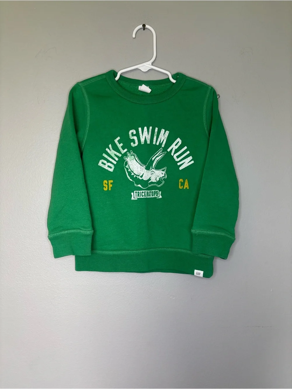 Gap 4 Kids Green 'Bike Swim Run' Pullover Sweatshirt